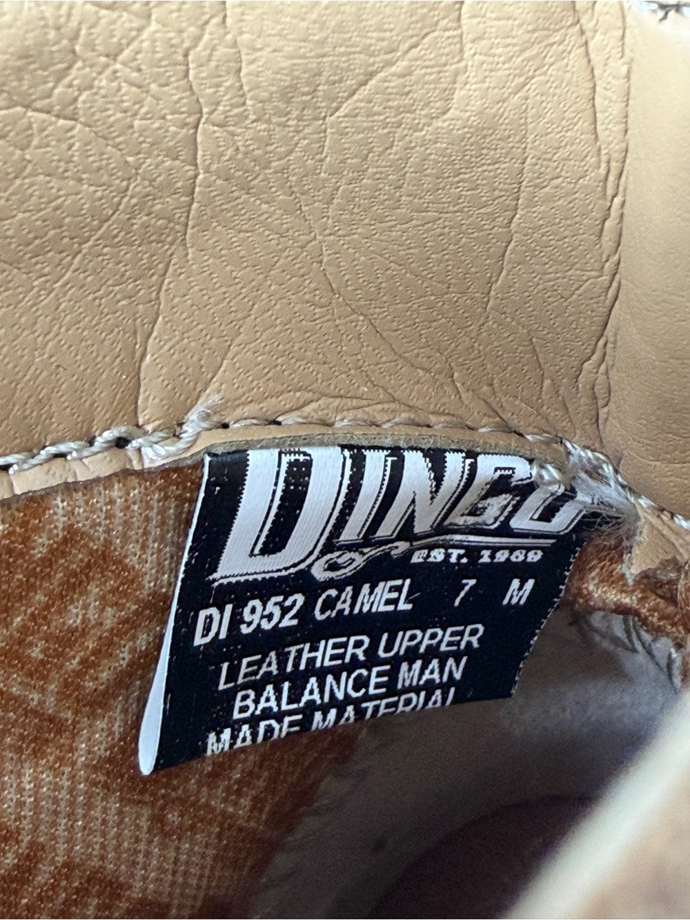 Dingo NWT Classy N Sassy Western Booties Snip Toe Leather Camel Brown Size 7 - Picture 10 of 12
